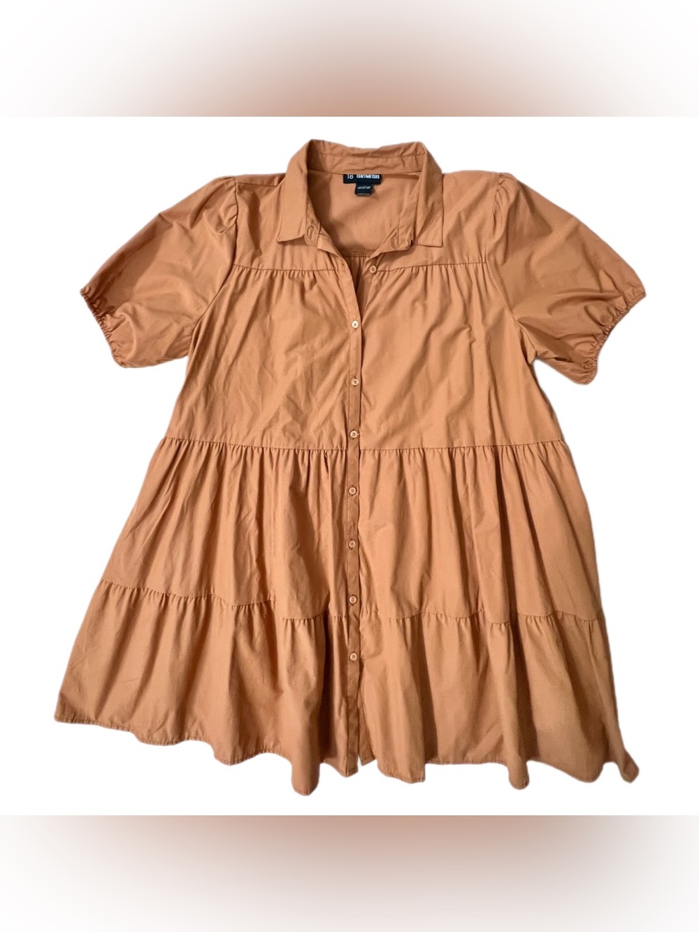 18 Centimeters tan brown trapeze babydoll mini dress US women’s large EUC